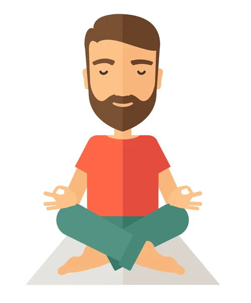 Hombre haciendo yoga. — Vector de stock