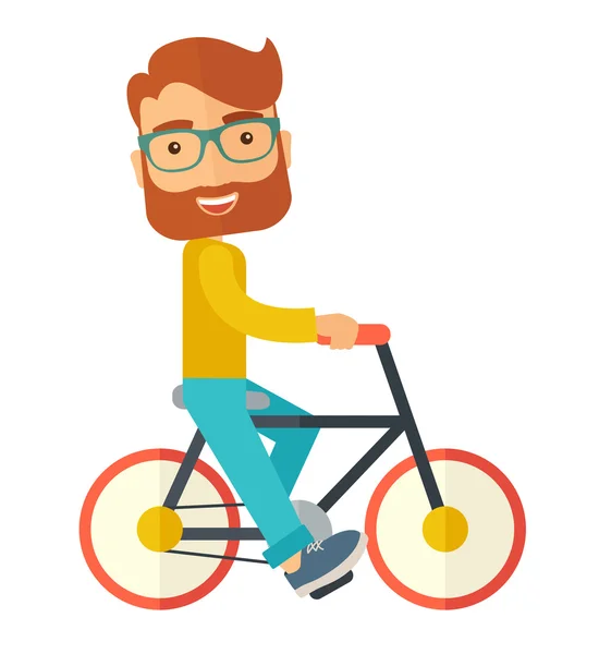 Homem montando uma bicicleta. — Vetor de Stock