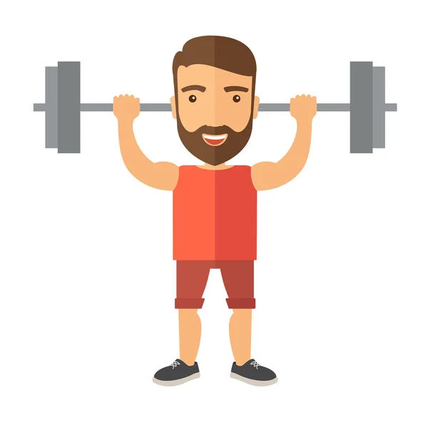 Handsome man lifting a barbell — Stock Vector