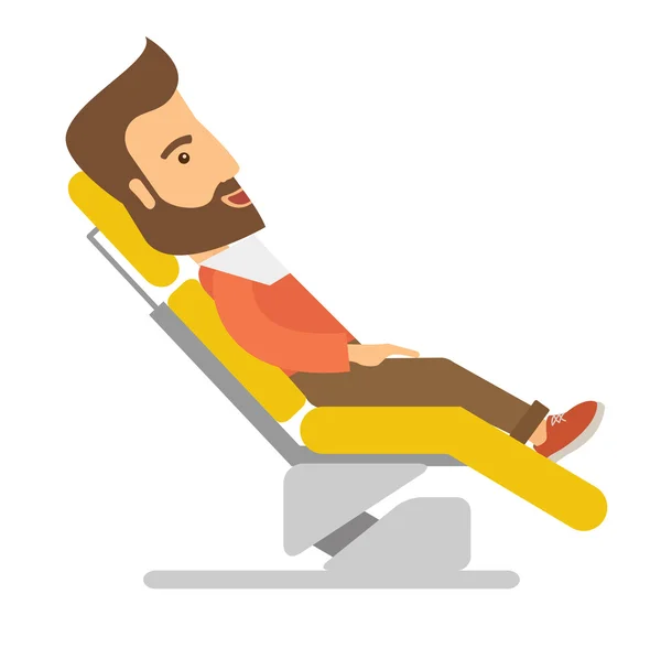 Man lying in dentist chair. — Stock vektor