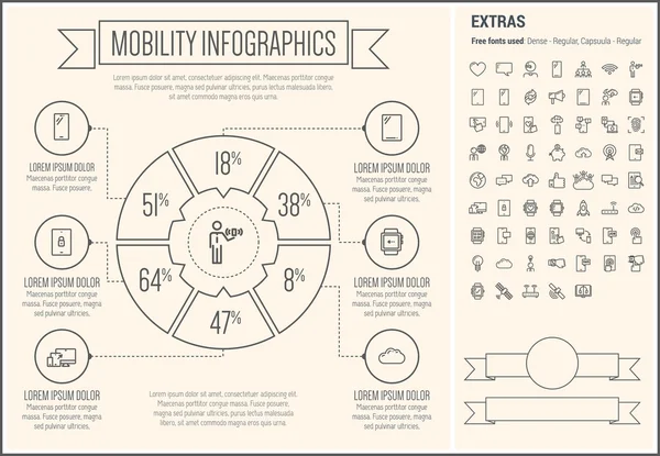 Plantilla infográfica de diseño de línea de movilidad — Vector de stock