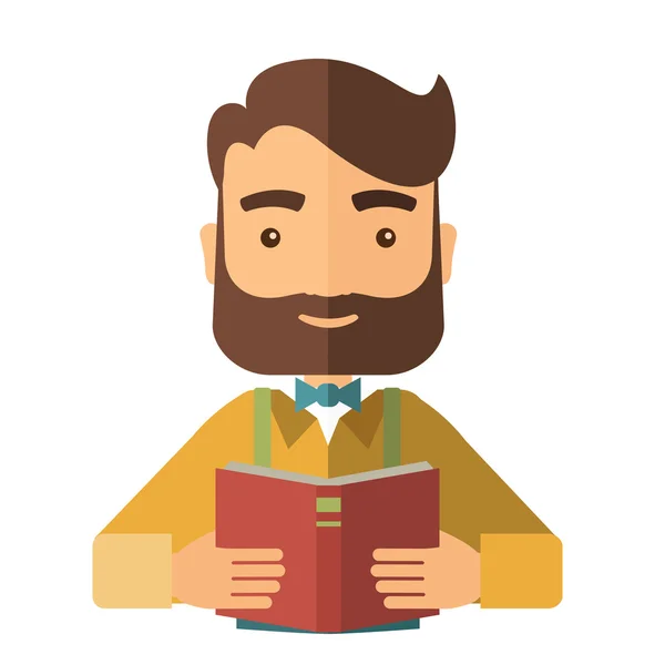 Hombre leyendo un libro médico . — Vector de stock