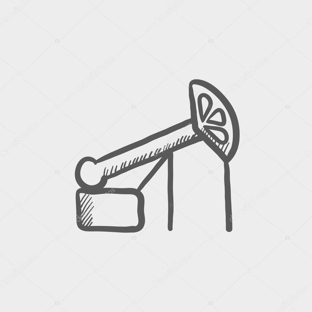 Pump jack oil crane sketch icon