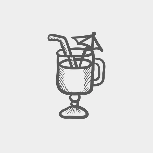 Cold ice tea with strw sketch icon — Wektor stockowy