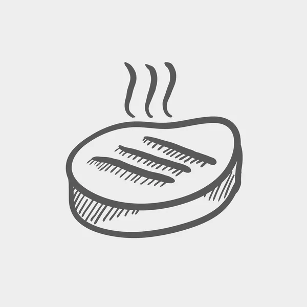 Grilled steak sketch icon — Stock Vector