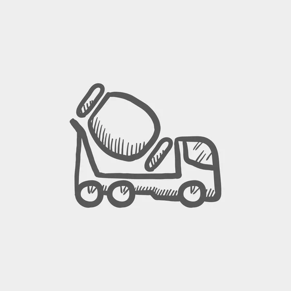 Concrete mixer camion schizzo icona — Vettoriale Stock