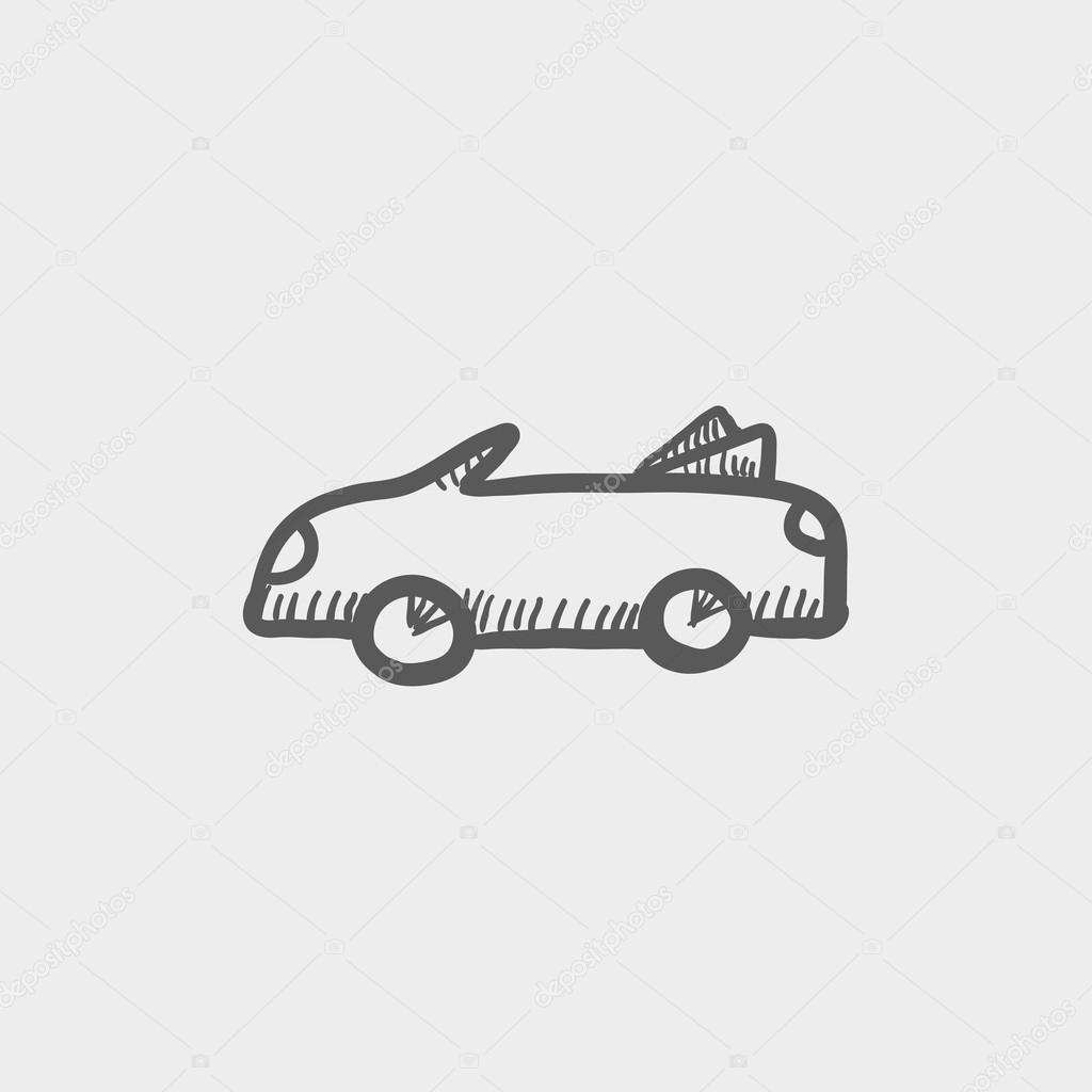 Convertible car sketh icon