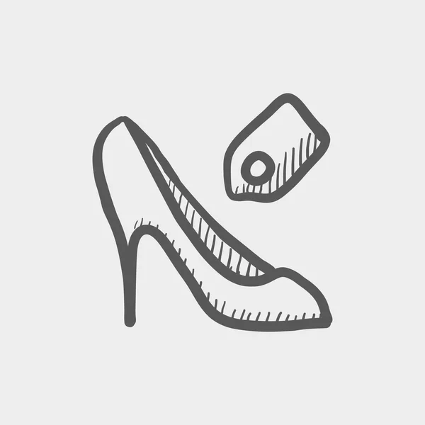 Chaussure avec icône tag sketch — Image vectorielle