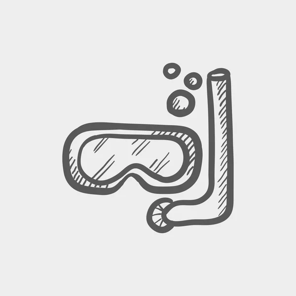 Masker en snorkel schets pictogram — Stockvector
