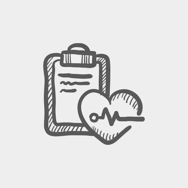 Heartbeat record schets pictogram — Stockvector