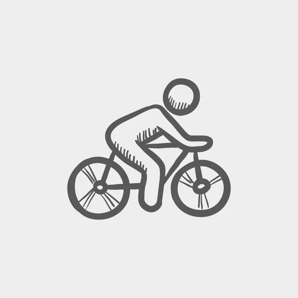 Bicicleta deportiva y icono del sketch del ciclista — Vector de stock