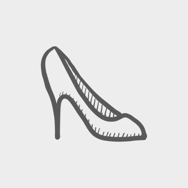 Lady high heel shoe sketch icon clipart