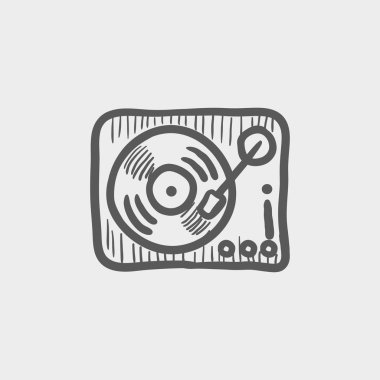 Phonograph turntable sketch icon