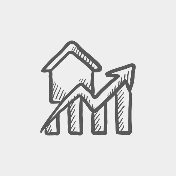 Grafico residenziale aumenta schizzo icona — Vettoriale Stock