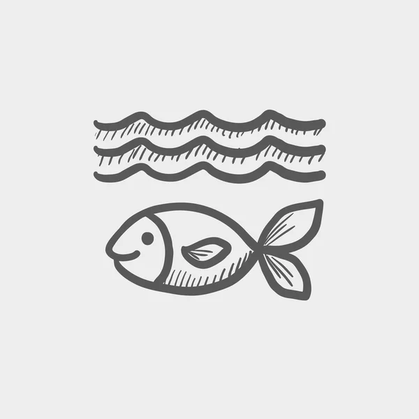 Vis onder water schets pictogram — Stockvector