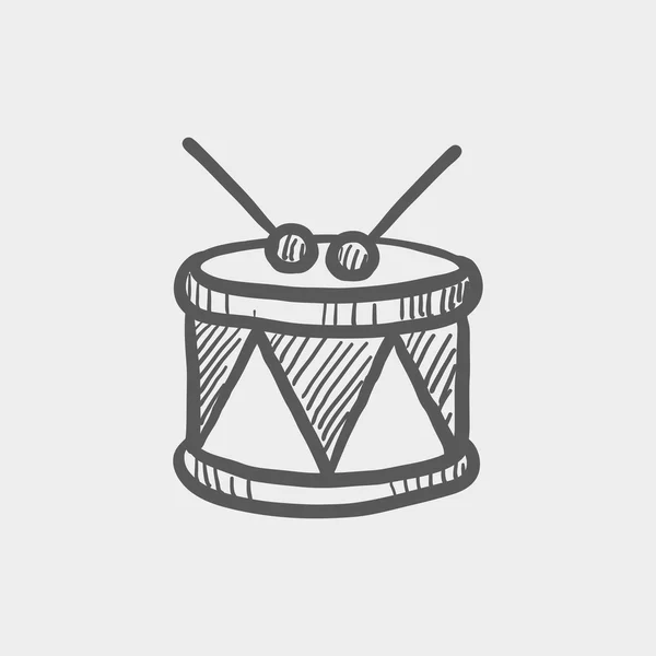 Drum with stick sketch icon — 스톡 벡터