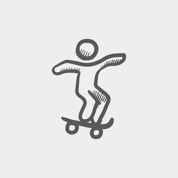 Man skateboarding sketch icon — Stock Vector