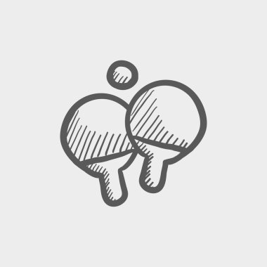Two table tennis racket and ball sketch icon