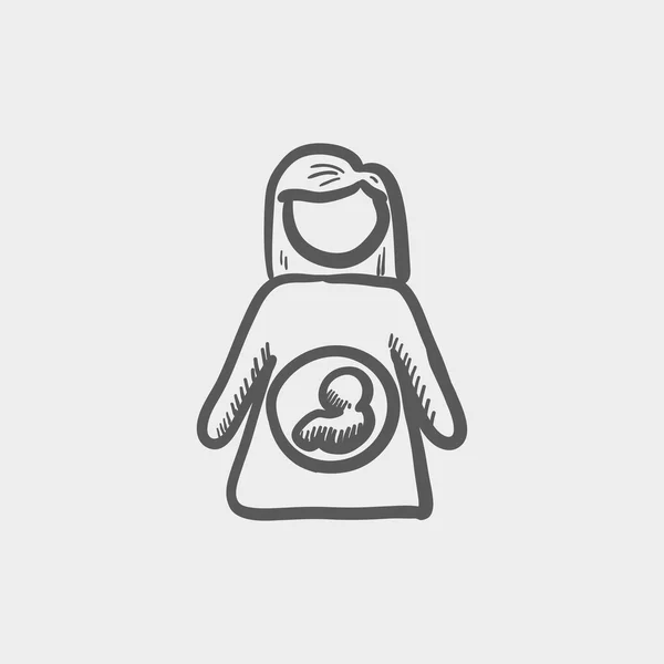 Bambino feto in madre grembo schizzo icona — Vettoriale Stock