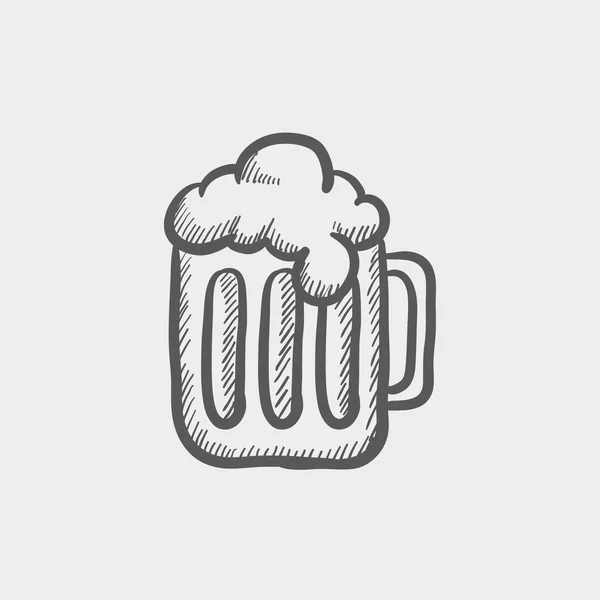 Mug of beer sketch icon — Stock Vector