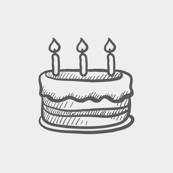 Bolo de aniversário com velas ícone esboço — Vetor de Stock