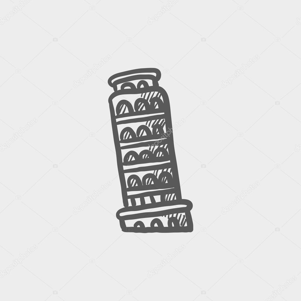 Leaning tower of pisa sketch icon