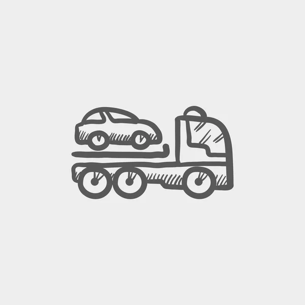Carro reboque caminhão esboço ícone — Vetor de Stock