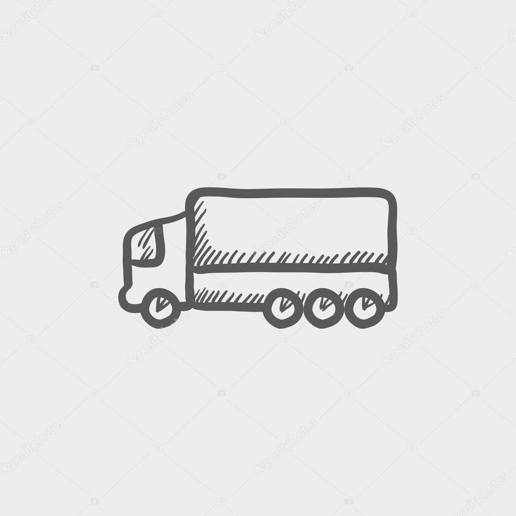 Trailer truck sketch icon