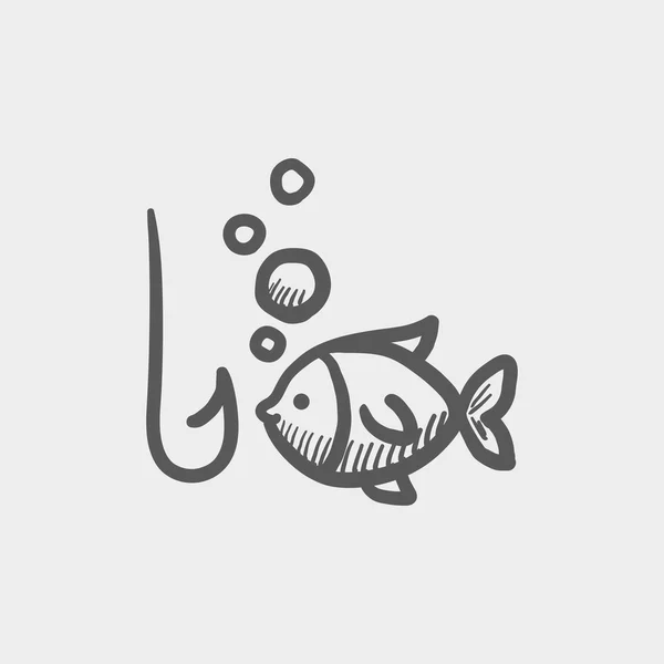 Риба з значком ескізу гачка — стоковий вектор