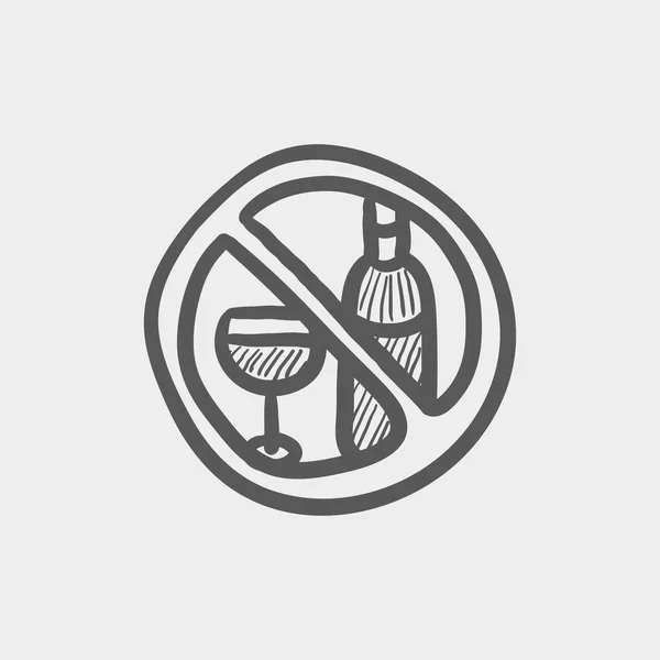 Nie alkoholu znak szkic ikona — Wektor stockowy