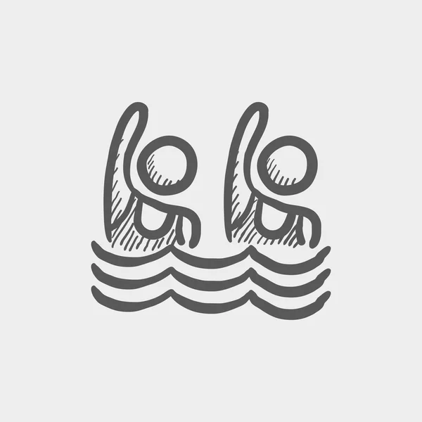 Två pojkar simmare skiss ikon — Stock vektor