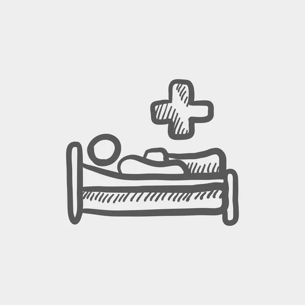 Medical bed with patient sketch icon — Stock Illustration Medical bed with patient sketch icon Stock Vector