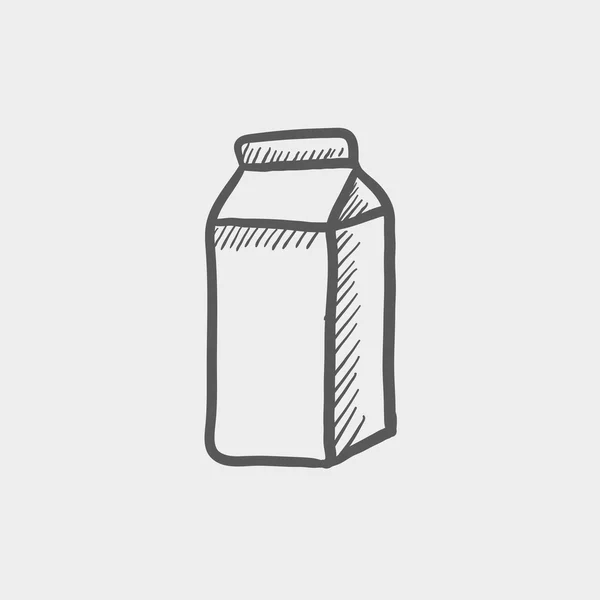 Leche fresca en un icono de boceto de caja — Vector de stock