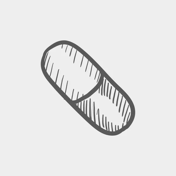 Capsule pilule croquis icône — Image vectorielle