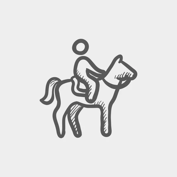 Koně jezdecké skica ikony — Stockový vektor