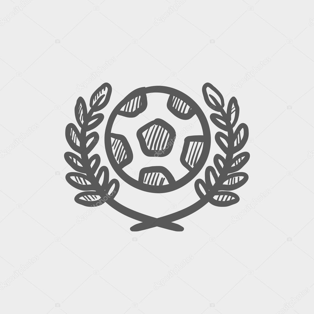 Sports soccer logo badges sketch icon for web and mobile. Hand drawn vector dark grey icon on light grey background