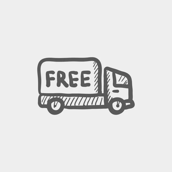 Icono de boceto de furgoneta de entrega gratuita — Vector de stock