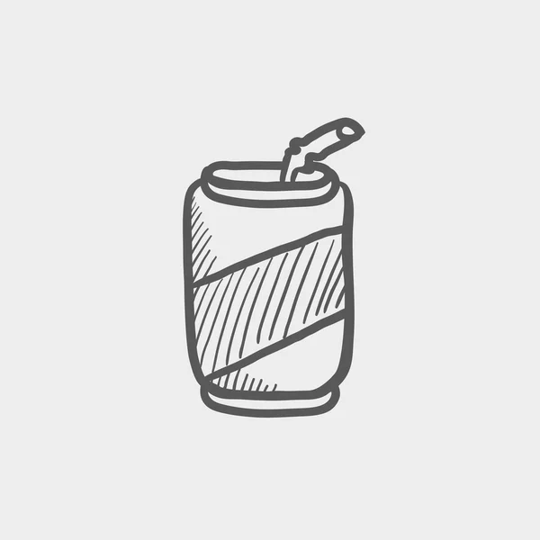 Soda kan met stro schets pictogram — Stockvector