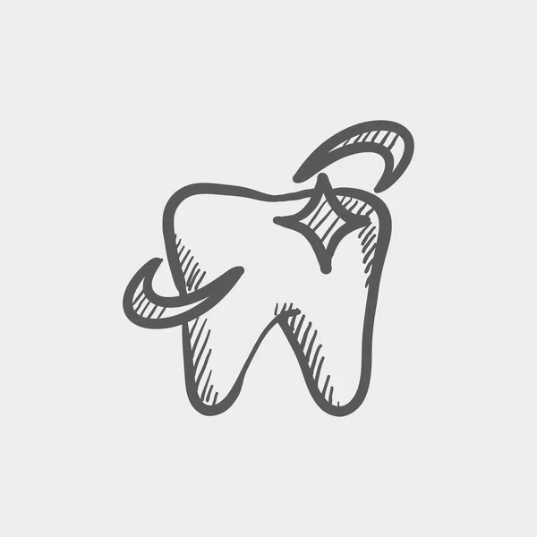 Dent brillante croquis icône — Image vectorielle