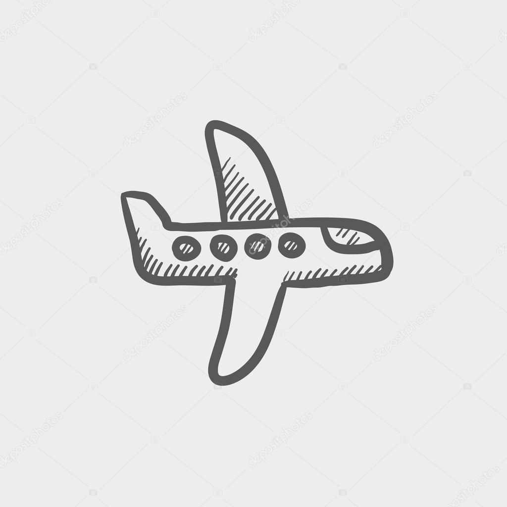 Flying airplane sketch icon