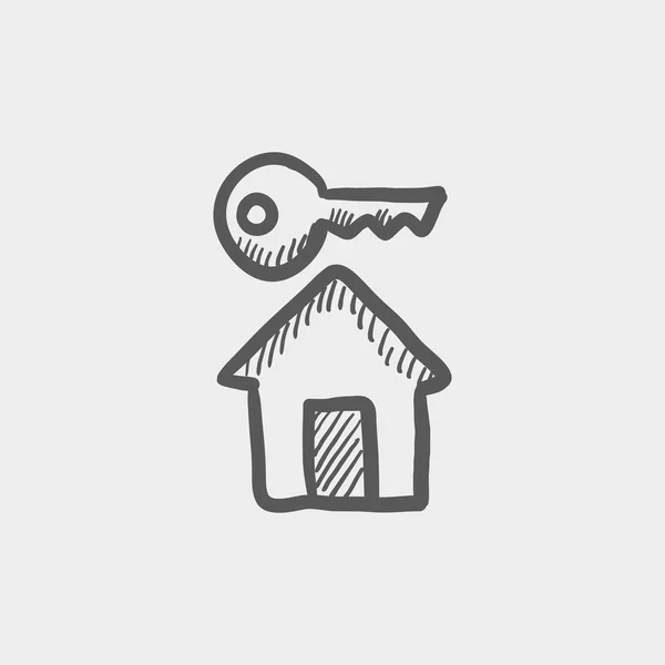Chave para o ícone do esboço da casa — Vetor de Stock