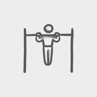 Pull up exercise in bar sketch icon