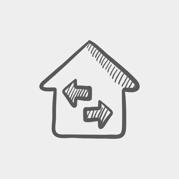 House with left and right arrow sketch icon — Stockový vektor