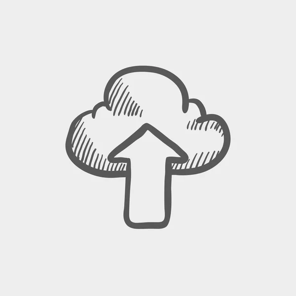 Oblak s šipkou nahoru ikonu skica — Stockový vektor