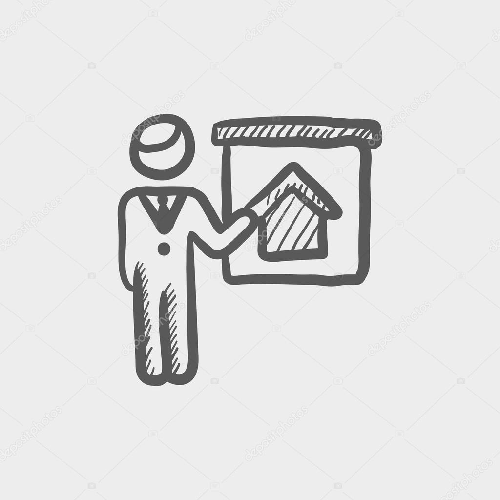 Real estate agent training sketch icon