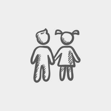 Little siblings sketch icon