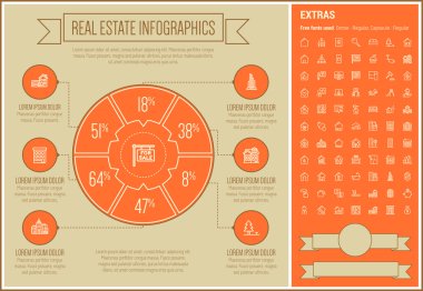Real Estate Line Design Infographic Template
