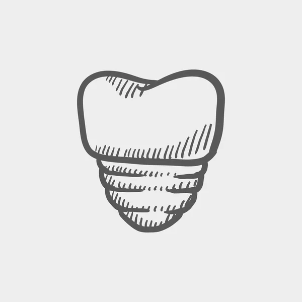 Dent implant croquis icône — Image vectorielle