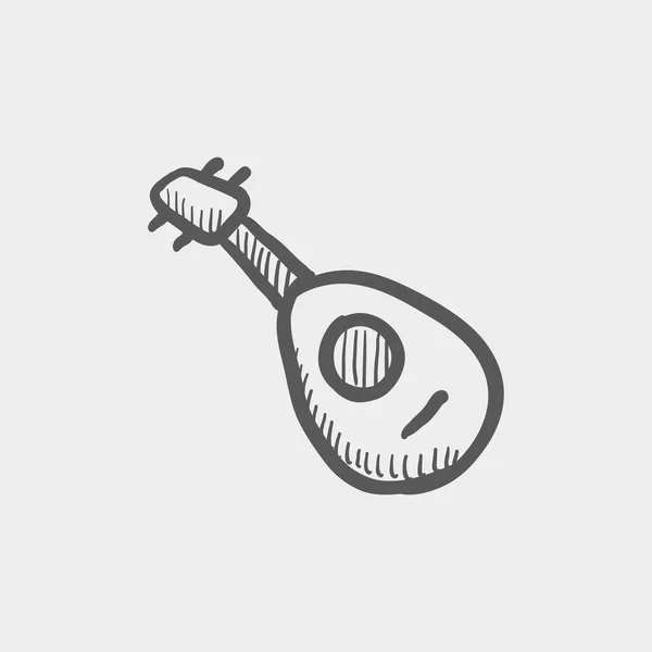 Mandolin guitar sketch icon — Stock Vector