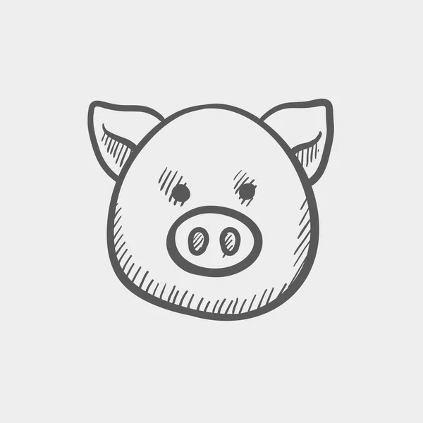 돼지 얼굴 스케치 아이콘 — 스톡 벡터